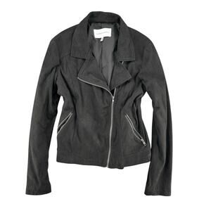 Cupcakes and Cashmere Black Zipper Accent Jacket Soft Small Collared Long Sleeve